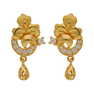 Enticing Fancy Leaf Design Gold Earrings